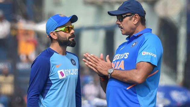 File image of Indian skipper Virat Kohli and team head coach Ravi Shastri(PTI)