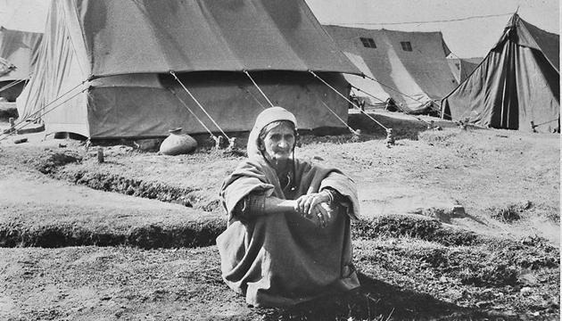 A Kashmiri Pandit woman at a refugee camp.