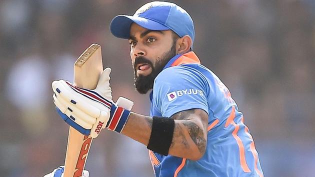 Virat Kohli plays a shot during the ODI encounter between India and Australia.(PTI) Virat Kohli plays a shot during the ODI encounter between India and Australia.(PTI)