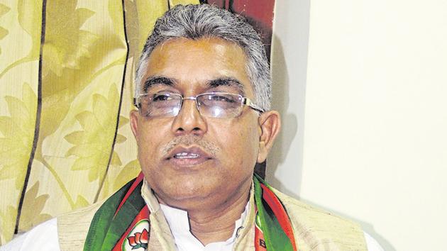 BJP Bengal unit president Dilip Ghosh on Friday said that the Aadhar card and Voter Id were not proof of citizenship.(HT PHOTO.)