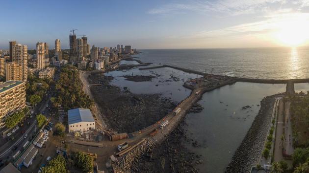Aerial view of Mumbai Coastal Road seen from Breach Candy in Mumbai (Pratik Chorge/HT Photo) Aerial view of Mumbai Coastal Road seen from Breach Candy in Mumbai (Pratik Chorge/HT Photo)