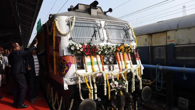 “After the successful run of semi-high speed and fully air-conditioned Lucknow-Delhi Tejas Express, the second premium Tejas train is ready to run between Ahmedabad and Mumbai. The bookings for this train have commenced and there will be no booking at railway reservation counters,” the railways ministry said in a release. (Sam Panthaky/AFP)