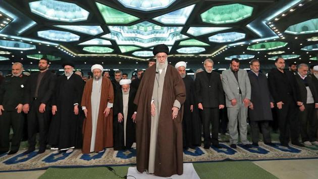 Iran’s Supreme Leader Ayatollah Ali Khamenei leads Friday prayers in Tehran. The last time Khamenei led Friday prayers at Tehran’s Mosalla mosque was in February 2012, on the 33rd anniversary of the Islamic revolution and at a time of crisis over the Iran nuclear issue. (HO/KHAMENEI.IR/AFP) Iran’s Supreme Leader Ayatollah Ali Khamenei leads Friday prayers in Tehran. The last time Khamenei led Friday prayers at Tehran’s Mosalla mosque was in February 2012, on the 33rd anniversary of the Islamic revolution and at a time of crisis over the Iran nuclear issue. (HO/KHAMENEI.IR/AFP)