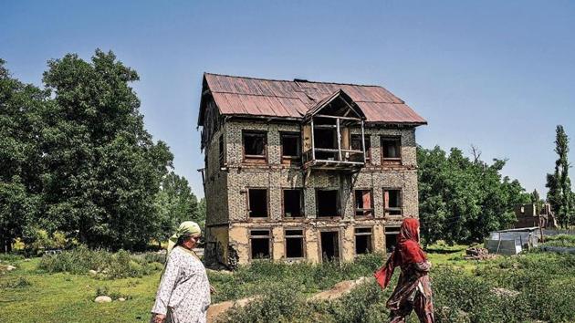 An abandoned house of a Kashmiri Pandit family in the Haal area of Kashmir’s Pulwama district