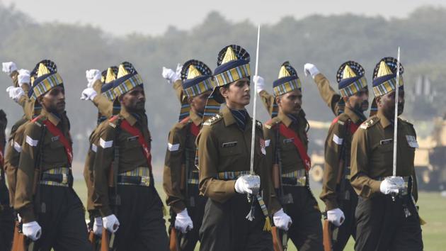 Captain Tania Shergill, the first female officer to lead as parade adjutant for the Republic Day parade, is seen during the 72nd Army Day Parade in New Delhi. (Vipin Kumar/HT Photo) Captain Tania Shergill, the first female officer to lead as parade adjutant for the Republic Day parade, is seen during the 72nd Army Day Parade in New Delhi. (Vipin Kumar/HT Photo)