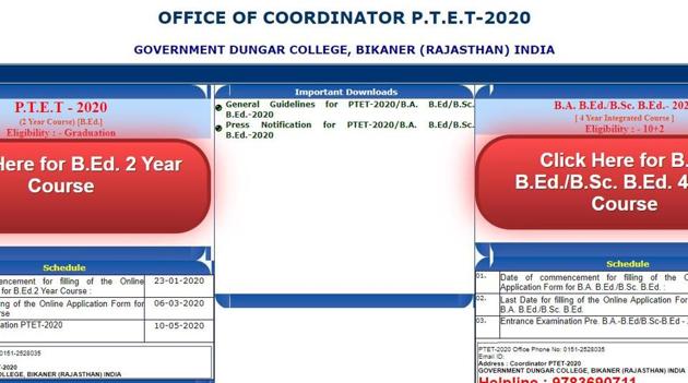 Rajasthan PTET 2020. (Screengrab)
