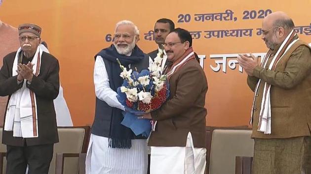 PM Modi felicitates JP Nadda who was elected BJP chief on Monday. (Twitter/@BJP4India) PM Modi felicitates JP Nadda who was elected BJP chief on Monday. (Twitter/@BJP4India)