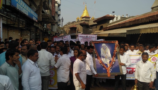 The Saibaba temple trust and locals in Shirdi observed a bandh on Sunday in protest against the state government’s reference to Pathri as the birthplace of Saibaba . (Sourced) The Saibaba temple trust and locals in Shirdi observed a bandh on Sunday in protest against the state government’s reference to Pathri as the birthplace of Saibaba . (Sourced)