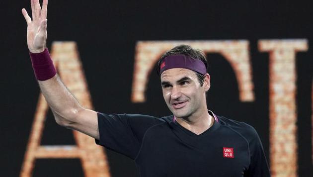 Switzerland's Roger Federer celebrates after defeating United States' Steve Johnson during their first round singles match at the Australian Open tennis championship in Melbourne, Australia(AP)