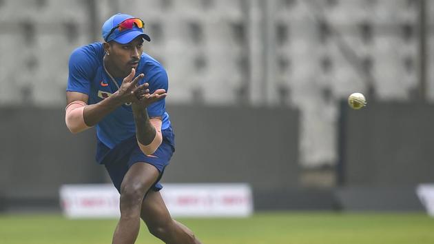 File photo of Indian player Hardik Pandya during a training session(PTI) File photo of Indian player Hardik Pandya during a training session(PTI)