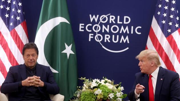 U.S. President Donald Trump gestures during a bilateral meeting with Pakistan's Prime Minister Imran Khan at the 50th World Economic Forum (WEF) annual meeting in Davos, Switzerland.(REUTERS)