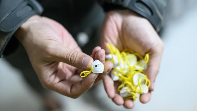 Miniature face masks for action figures. Two of their frontline figure characters—named after the lyrics of the protest anthem “Glory to Hong Kong”—have gone into mass production after the pair became a hit online. “I want to raise peoples’ awareness within the movement and hopefully the figurines will allow more people to know what has happened in Hong Kong,” Charlie said. (Philip Fong / AFP) 