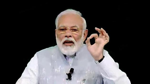 Prime Minister Narendra Modi interacts with students during ‘Pariksha Pe Charcha 2020’, at Talkatora Stadium in New Delhi.(ANI PHOTO)