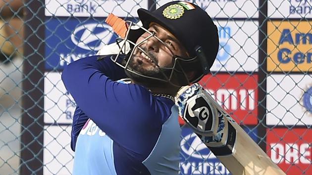 Rishabh Pant bats during a training session.(PTI)