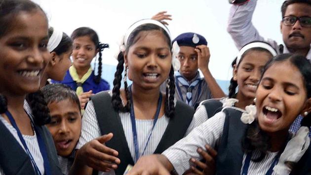 School kids take part in events during Swasth Bharat Campaign at BMC School, Worli. (ANI Photo) School kids take part in events during Swasth Bharat Campaign at BMC School, Worli. (ANI Photo)