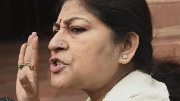 BJP MP Roopa Ganguly speaks to the media as she arrives at Parliament House in New Delhi.(PTI File Photo)