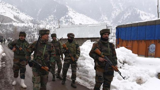 Three local Hizbul Mujahideen militants, including a commander and a former cop involved in a major weapons’ heist in 2018,were killed in an encounter with security forces in south Kashmir’s Shopian district on Monday. (HT Photo) Three local Hizbul Mujahideen militants, including a commander and a former cop involved in a major weapons’ heist in 2018,were killed in an encounter with security forces in south Kashmir’s Shopian district on Monday. (HT Photo)