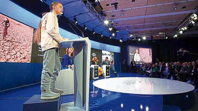 Thunberg and three other young climate activists told gathering the world leaders are not doing enough to deal with the climate emergency and warned them that time was running out.(Reuters)