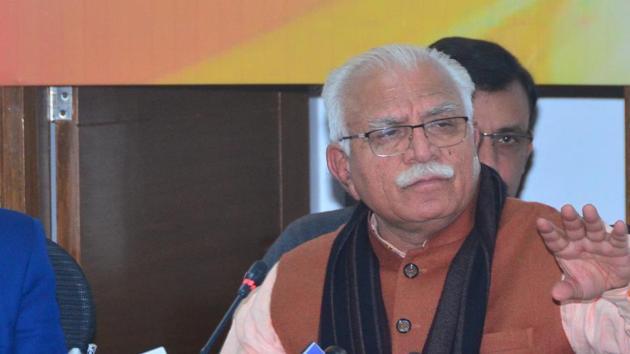 Haryana CM Manohar Lal Khattar addressing media during press conference in Chandigarh. (Keshav Singh/HT Photo) Haryana CM Manohar Lal Khattar addressing media during press conference in Chandigarh. (Keshav Singh/HT Photo)