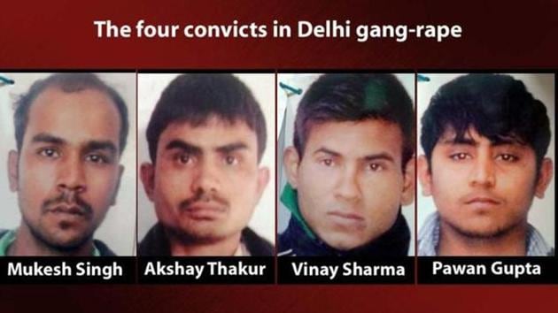 A picture of the four men convicted in the December 16 Delhi gang rape case.