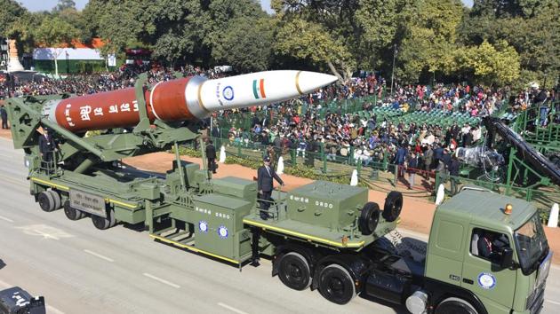 DRDO’s Anti-Satellite (ASAT) Weapon System on display. This year, the Dhanush 145 mm 52 calibre Howitzers, which were recently inducted into the Army will also be showcased. (Sonu Mehta / HT Photo) DRDO’s Anti-Satellite (ASAT) Weapon System on display. This year, the Dhanush 145 mm 52 calibre Howitzers, which were recently inducted into the Army will also be showcased. (Sonu Mehta / HT Photo)