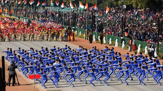 School children from three Delhi schools and a centre in Rajasthan’s Udaipur will take part in the cultural programme during the Republic Day parade on January 26, the Defence Ministry announced last week. (Sonu Mehta / HT Photo) School children from three Delhi schools and a centre in Rajasthan’s Udaipur will take part in the cultural programme during the Republic Day parade on January 26, the Defence Ministry announced last week. (Sonu Mehta / HT Photo)