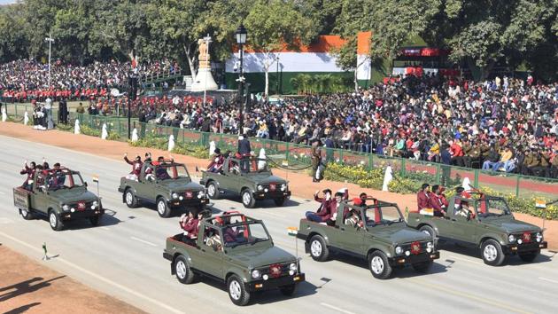 Recipients of the Pradhan Mantri Rashtriya Bal Puraskar, 2020 (National Bravery Award) during the parade rehearsal. Ten girls and 12 boys received the award this year. (Sonu Mehta / HT Photo) Recipients of the Pradhan Mantri Rashtriya Bal Puraskar, 2020 (National Bravery Award) during the parade rehearsal. Ten girls and 12 boys received the award this year. (Sonu Mehta / HT Photo)