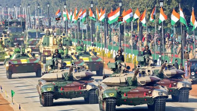 Indian Army's tanks are displayed during the full dress rehearsal. (REUTERS) Indian Army's tanks are displayed during the full dress rehearsal. (REUTERS)