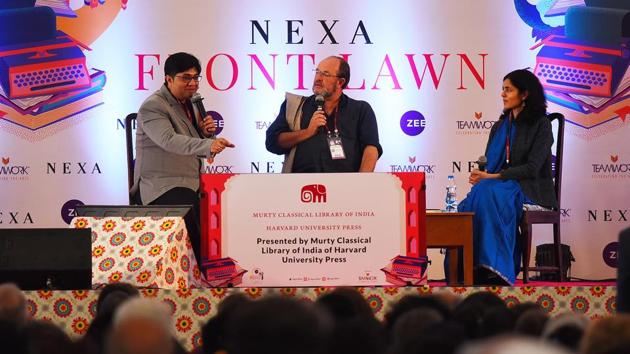 Manimugdha Sharma (L) and Supriya Gandhi (R) in conversation with William Dalrymple on the inaugural day of Jaipur Literature Festival (JLF), at Diggi Palace. Speaking at the inaugural session, festival co-director and author William Dalrymple told the audience that JLF has now formally become “the largest literary festival” in the world, PTI reported. (Raj K Raj / HT Photo) Manimugdha Sharma (L) and Supriya Gandhi (R) in conversation with William Dalrymple on the inaugural day of Jaipur Literature Festival (JLF), at Diggi Palace. Speaking at the inaugural session, festival co-director and author William Dalrymple told the audience that JLF has now formally become “the largest literary festival” in the world, PTI reported. (Raj K Raj / HT Photo)