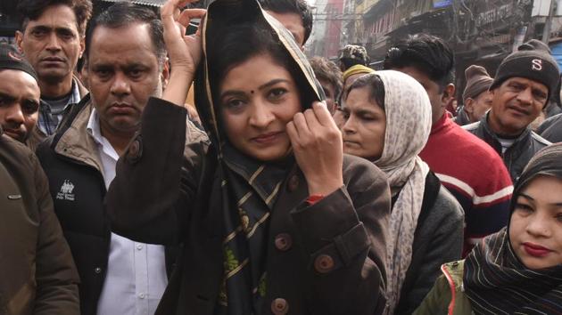 Alka Lamba is one of the three former Delhi University Students Union presidents fielded by the Congress in the Delhi Assembly election. (Raj K Raj/HT PHOTO) Alka Lamba is one of the three former Delhi University Students Union presidents fielded by the Congress in the Delhi Assembly election. (Raj K Raj/HT PHOTO)