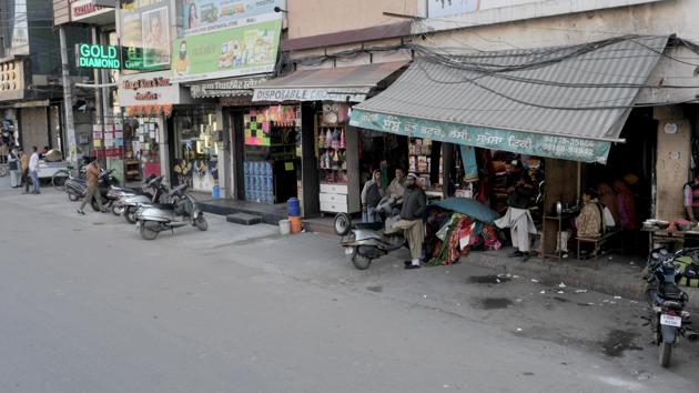 Open space due to the ongoing anti-encroachment drive at Field Ganj in Ludhiana on Thursday.(HARSIMAR PAL SINGH/HT)