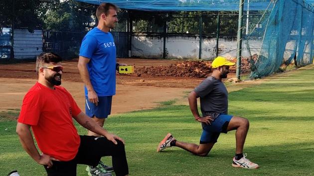 Suresh Raina and Ambati Rayudu at training. (Twitter/Chennai Super Kings) Suresh Raina and Ambati Rayudu at training. (Twitter/Chennai Super Kings)