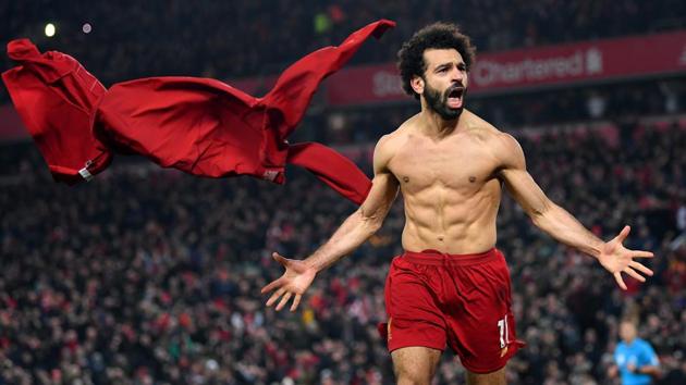 Mohamed Salah of Liverpool celebrates after scoring his team’s second goal during the Premier League match between Liverpool FC and Manchester United at Anfield in Liverpool, United Kingdom. (Michael Regan / Getty Images) Mohamed Salah of Liverpool celebrates after scoring his team’s second goal during the Premier League match between Liverpool FC and Manchester United at Anfield in Liverpool, United Kingdom. (Michael Regan / Getty Images)