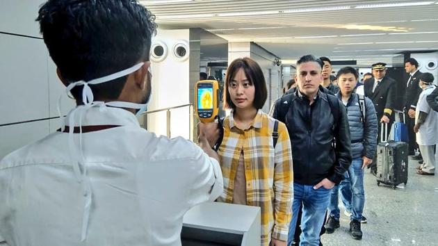 A thermographic camera is used to screen people at Netaji Subhash Chandra Bose International Airport in Kolkata for the novel coronavirus (nCoV). In India, none of the thousands who have arrived from Chinese cities in the last fortnight have so far been tested positive, but at least 11 were believed to have been quarantined till Friday with flu-like symptoms before four were declared uninfected late on Friday. (Ministry of Civil Aviation / AFP)