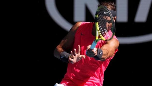 Spain’s Rafael Nadal in action during his match against Spain’s Pablo Carreno Busta.(REUTERS)