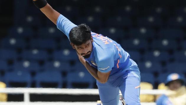 India’s Khaleel Ahmed bowls(AP) India’s Khaleel Ahmed bowls(AP)