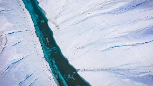 The temperature of was just a little bit above freezing point.(Twitter/@LewisPugh) The temperature of was just a little bit above freezing point.(Twitter/@LewisPugh)