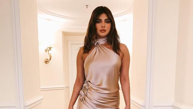 Priyanka Chopra shared a picture of her look for a pre-Grammys party on Instagram.