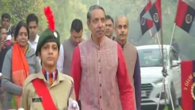 JNU introduces its first ‘3 Delhi Girls ’ Battalion cadets. (ANI) JNU introduces its first ‘3 Delhi Girls ’ Battalion cadets. (ANI)