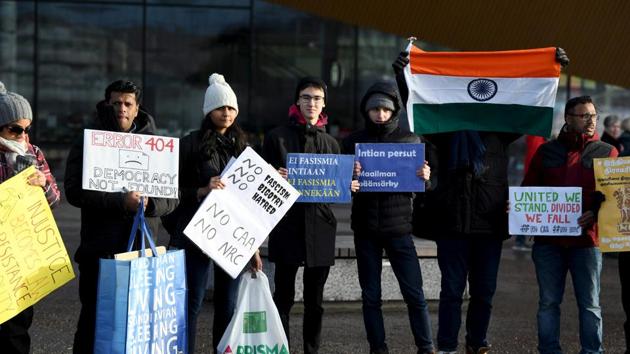 Group of Indian citizens living in Finland protest against the Indian government's Citizenship Amendment Act (CAA) in Helsinki, Finland.(Photo: Reuters) Group of Indian citizens living in Finland protest against the Indian government's Citizenship Amendment Act (CAA) in Helsinki, Finland.(Photo: Reuters)