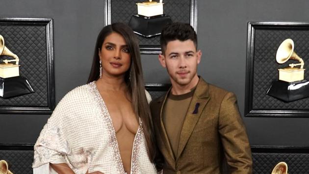 62nd Grammy Awards: Priyanka Chopra and Nick Jonas at the red carpet.(REUTERS)