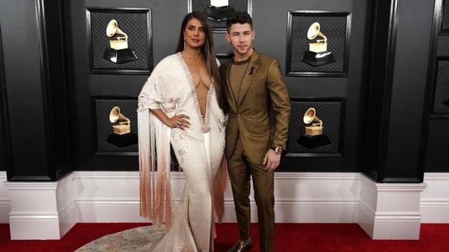 Priyanka Chopra and Nick Jonas at the 62nd Grammy Awards in Los Angeles.(REUTERS)