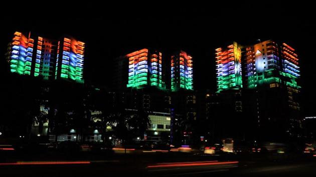 About 1800 LED lights illumination of saffron, white and green, was displayed in a three-day sequence run-up to the Republic Day starting January 24, 2020.(Business Wire India)