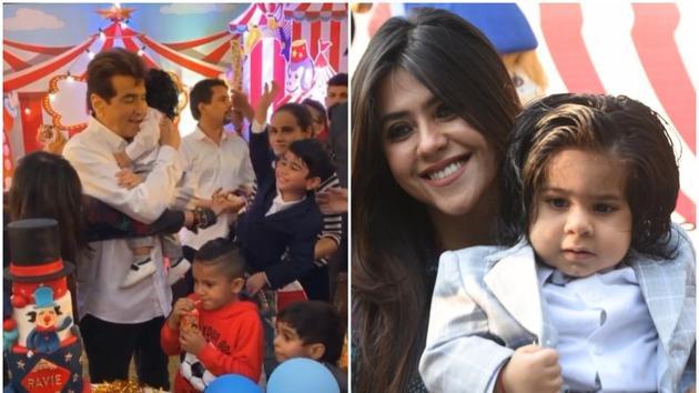 Ekta Kapoor’s son Ravie, who turned one on Jan 27, got a sweet birthday message from union minister and former actor Smriti Irani.(Varinder Chawla)