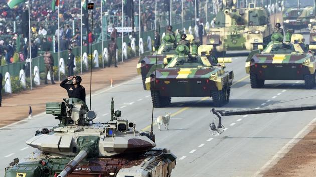 Army's T-90 tanks march down Rajpath during the 71st Republic Day parade in New Delhi, on Sunday, January 26, 2020.(Arvind Yadav/HT PHOTO) Army's T-90 tanks march down Rajpath during the 71st Republic Day parade in New Delhi, on Sunday, January 26, 2020.(Arvind Yadav/HT PHOTO)