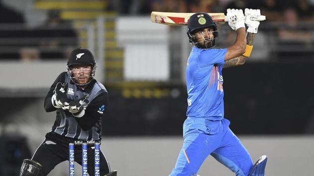 KL Rahul in action during the second T20I between India and New Zealand.(AP)