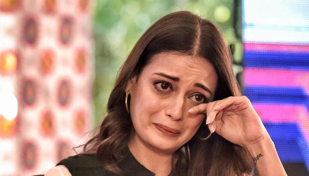 Dia Mirza gets emotional during the Jaipur Literature Festival at Diggi Palace, in Jaipur, Monday.(PTI) Dia Mirza gets emotional during the Jaipur Literature Festival at Diggi Palace, in Jaipur, Monday.(PTI)