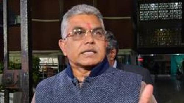 Shiv Sena on Tuesday lodged a complaint with the state human rights commission against Bharatiya Janata Party’s (BJP) Bengal chief Dilip Ghosh (above) for threatening to kill those protesting against the CAA.(PTI)