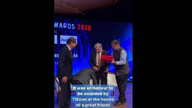 Narayana Murthy was on stage to honour Ratan Tata with the Lifetime Achievement Award.(Instagram/@ratantata) Narayana Murthy was on stage to honour Ratan Tata with the Lifetime Achievement Award.(Instagram/@ratantata)