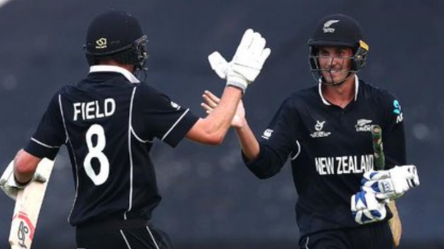 New Zealand batsmen react after firing team to victory.(ICC/ Twitter)